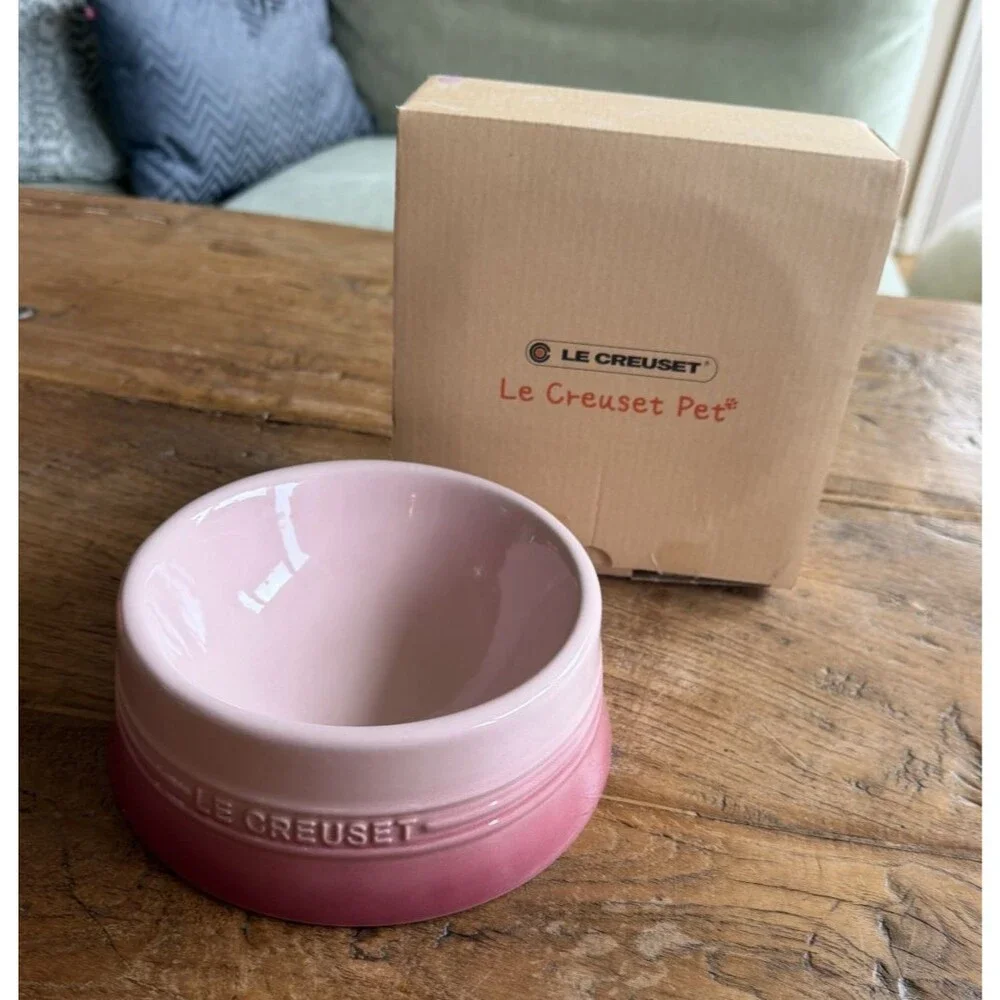 Le Creuset Stoneware Medium Feeding Bowl Pet Collection 18cm 450ml Pale Rose NEW